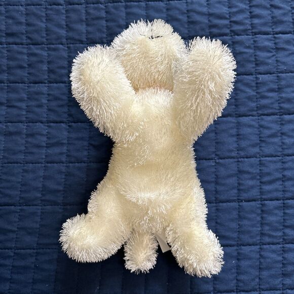 Golden Bear Co Ltd White Dog Plush Pals Shaggy Fringe Cream Puppy Bow - Picture 8 of 8